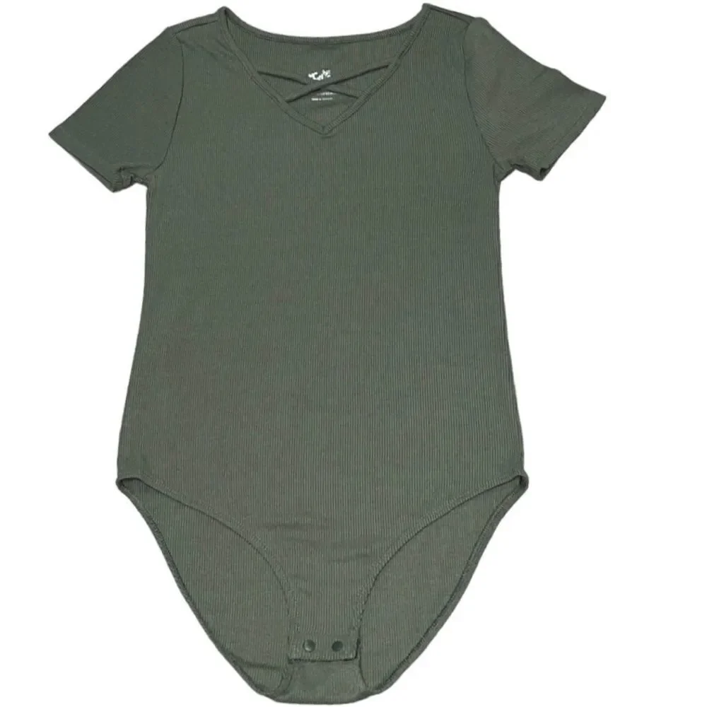Justice V-Neck Ribbed Bodysuit